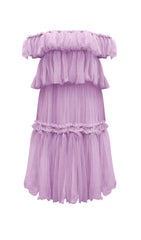 A Line Off Shoulder Layered Midi Dress