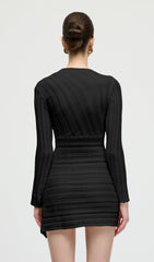 Hollow Out Mini Dress In Black