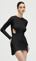 Hollow Out Mini Dress In Black