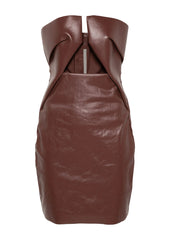 Strapless Cutout Coated-Denim Mini Dress