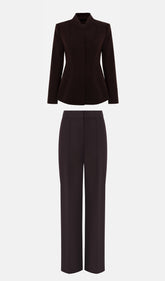 Fitted Jacket With High Collar & Maxi Pants