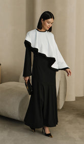 Contrasting Cape Maxi Dress