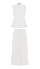 Flared Waistcoat & Pleated Midi Skirt Sets