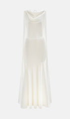 Solid Satin Flared Maxi Dress