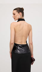 Draped Cowl Neck Open Back Maxi Dress