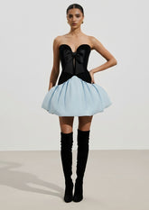 Off Shoulder Mini Dress With Voluminous Skirt