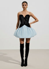 Off Shoulder Mini Dress With Voluminous Skirt