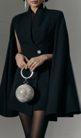 Mini Dress With Flared Sleeves In Black