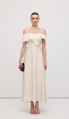 Ruffle Satin Midi Dress