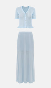 Openwork Jersey Maxi Skirt Sets In Baby Blue
