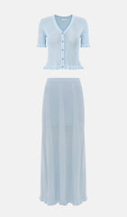 Openwork Jersey Maxi Skirt Sets In Baby Blue