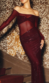 Diamante Off Shoulder Maxi Dress