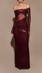 Diamante Off Shoulder Maxi Dress