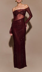 Diamante Off Shoulder Maxi Dress