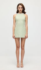 Halter Tweed Mini Dress In Mint