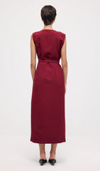 Sleeveless Shift Midi Dress With Belt