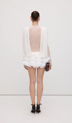 Lace Semi Sheer Ruffled Mini Dress
