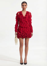 Vase-Shaped Floral Mini Dress