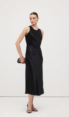 Satin Woven Column Midi Dress