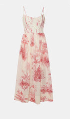 Printed Poplin Midi Corset Dress