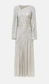 Metallic Maxi Dress In Silver