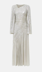 Metallic Maxi Dress In Silver