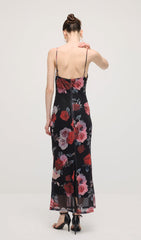 Sleeveless Rose Print Maxi Dress