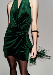 Tassel Embellished Velvet Mini Dress