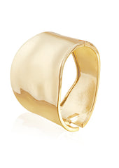 Gold-Plated Chunky Ripple Wide Cuff Bracelet