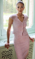 Short Sleeve Top & Straight Cut Midi Skirt Set