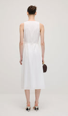 Solid Button Waistcoat Midi Dress In White