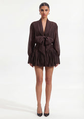 Tie Neck Bubble Mini Dress