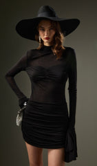 Semi Transparent Mini Dress In Black