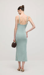 Solid Ruched Sleeveless Midi Dress