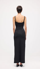Solid Sleeveless Curve Maxi Dress In Black