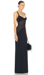 Sheer Knit Curve Maxi Dress In Black