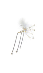 Feather Pearl Climber Tassel Cuff Single Earrings