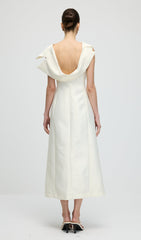 Asymmetrical Neckline Slit Midi Dress