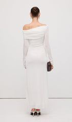 Single Jersey Knit Draped Maxi Dress White