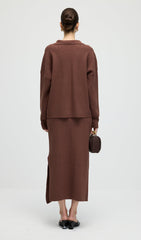 Knitted Long Sleeve Top & Midi Dress Set