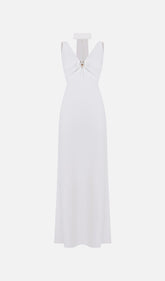 Fitted V Neck Maxi Dress