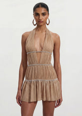 Open Back Mini Dress In Diamond Sand