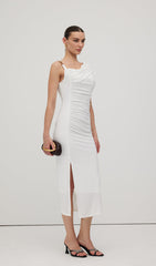 Asymmetric Metallic Sleeveless Midi Dress