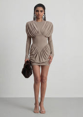 Ruched Long Sleeve Mini Dress