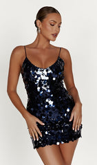 Sequin Mini Dress - Navy