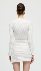 Hollow Out Mini Dress In White