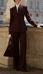 Fitted Jacket With High Collar & Maxi Pants
