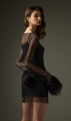 Sheer Mini Dress in Black