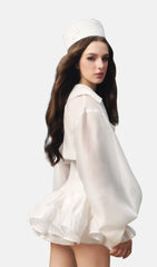 Ruffled Balloon Sleeve Puffy Mini Dress