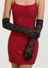 Long Lace Gloves In Black
